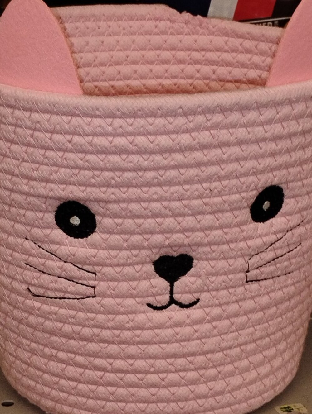 Pink Cat Plush Storage Basket